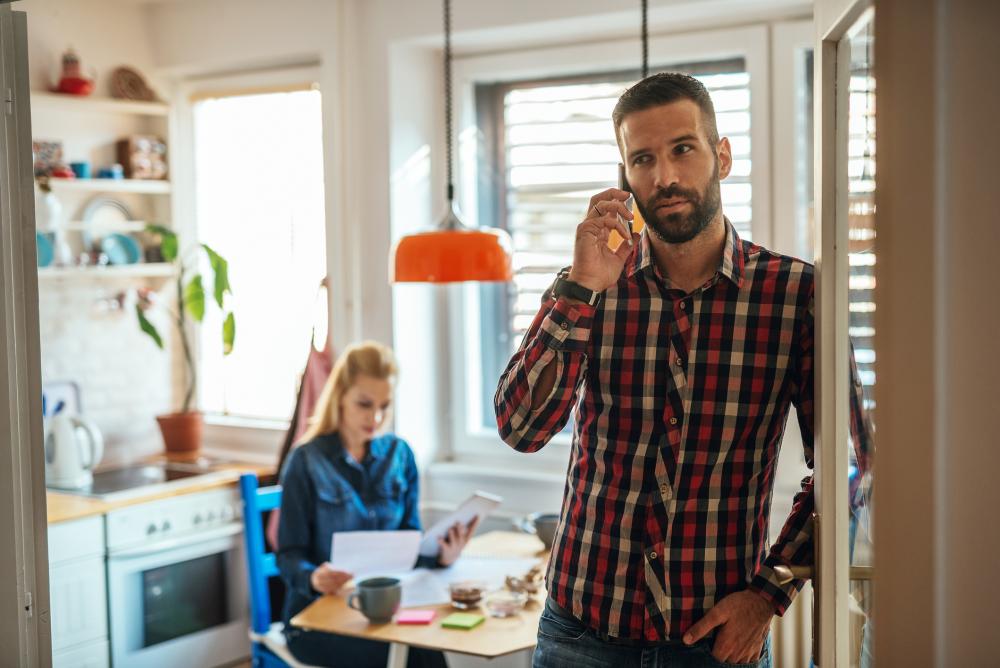 Husband on phone